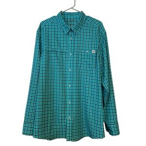 Field & Stream Fishing Shirt Mens XL Green/Blue Vented Button Up Shirt